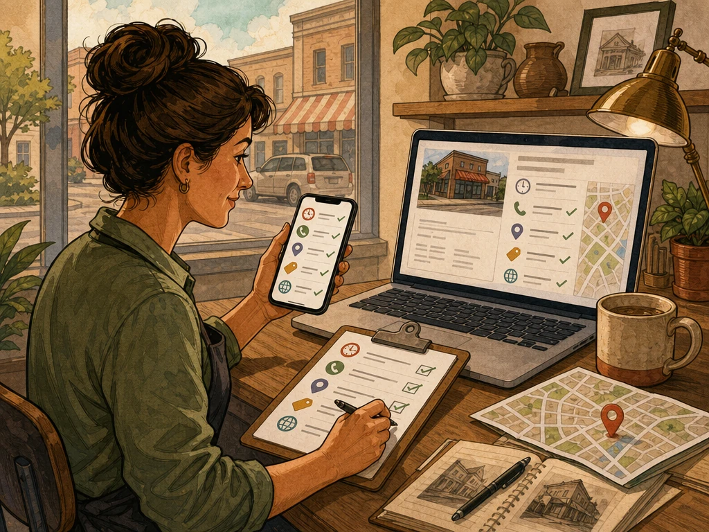 A local business owner checking hours phone address categories and website details for accuracy