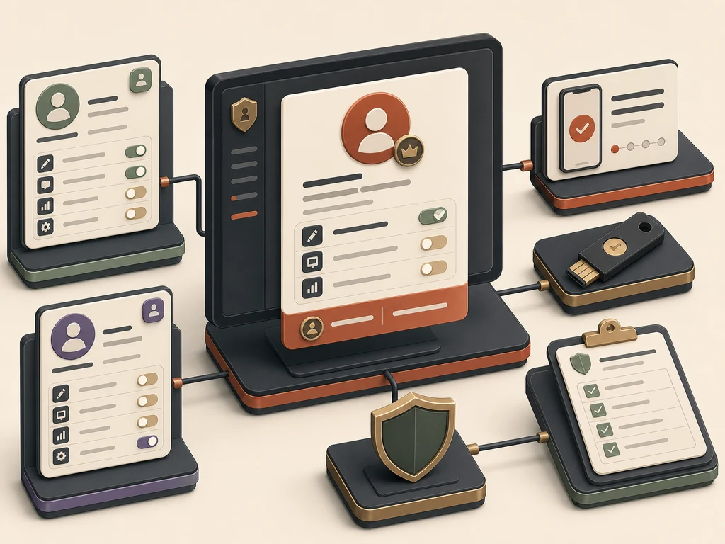 Isometric access system with a primary owner account, separate manager accounts, verification tools, and permission controls