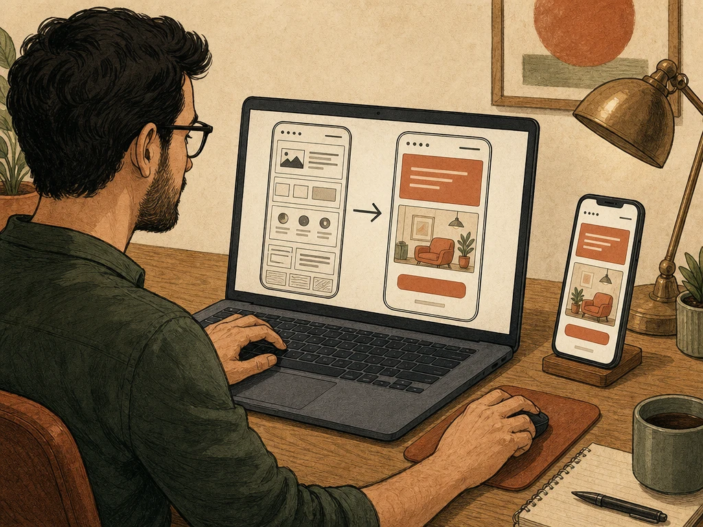 A designer simplifying a cluttered mobile page into a clear answer and one useful action