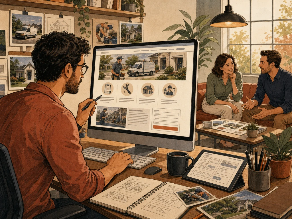 A web designer building a detailed service page around real business capabilities
